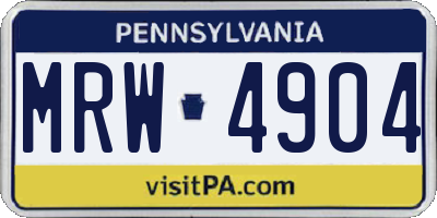 PA license plate MRW4904