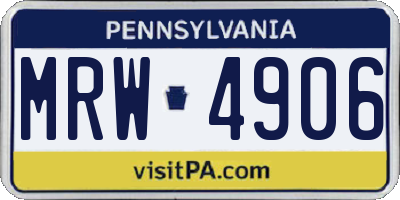 PA license plate MRW4906