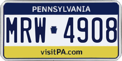 PA license plate MRW4908