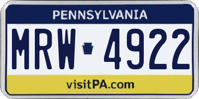 PA license plate MRW4922