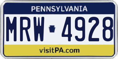 PA license plate MRW4928