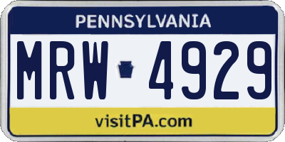 PA license plate MRW4929