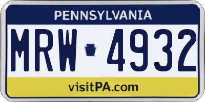 PA license plate MRW4932