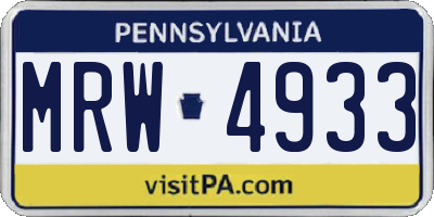 PA license plate MRW4933