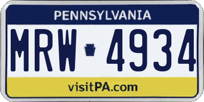 PA license plate MRW4934