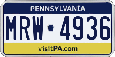 PA license plate MRW4936