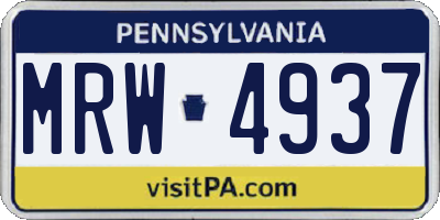 PA license plate MRW4937