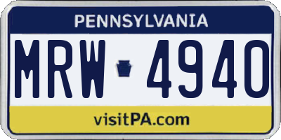 PA license plate MRW4940