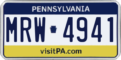 PA license plate MRW4941