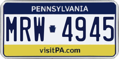 PA license plate MRW4945