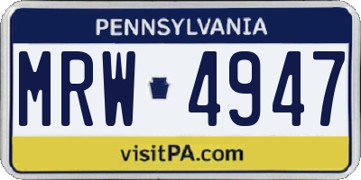 PA license plate MRW4947
