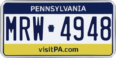 PA license plate MRW4948