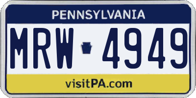 PA license plate MRW4949