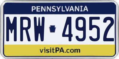 PA license plate MRW4952