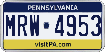 PA license plate MRW4953