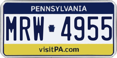 PA license plate MRW4955