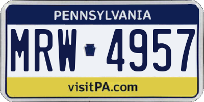 PA license plate MRW4957