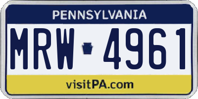 PA license plate MRW4961