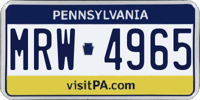 PA license plate MRW4965