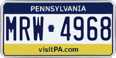 PA license plate MRW4968