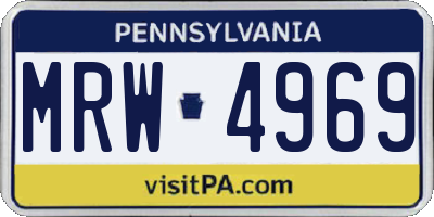 PA license plate MRW4969