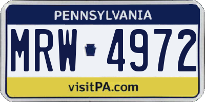 PA license plate MRW4972