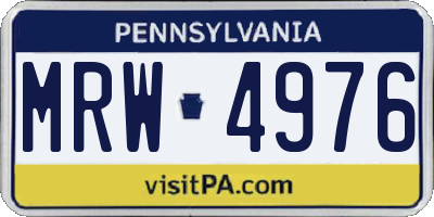 PA license plate MRW4976