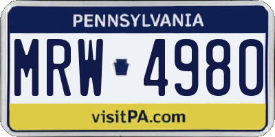 PA license plate MRW4980