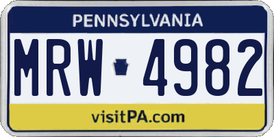 PA license plate MRW4982