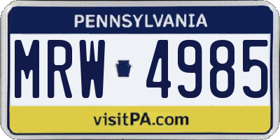 PA license plate MRW4985