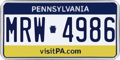 PA license plate MRW4986