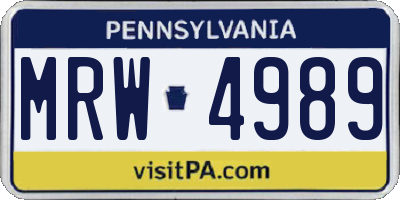PA license plate MRW4989
