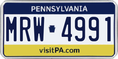 PA license plate MRW4991