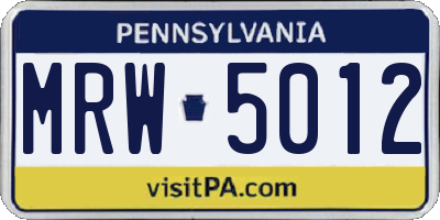 PA license plate MRW5012