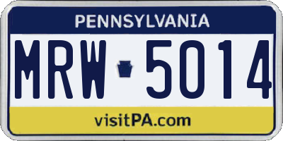 PA license plate MRW5014