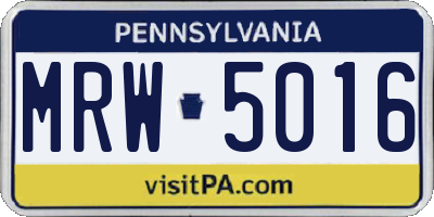 PA license plate MRW5016
