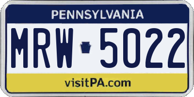 PA license plate MRW5022