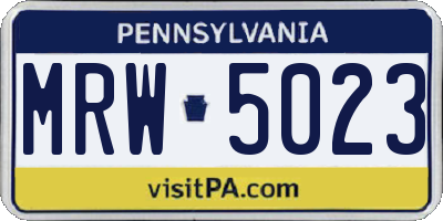 PA license plate MRW5023