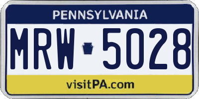 PA license plate MRW5028