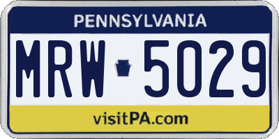 PA license plate MRW5029