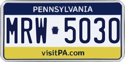 PA license plate MRW5030
