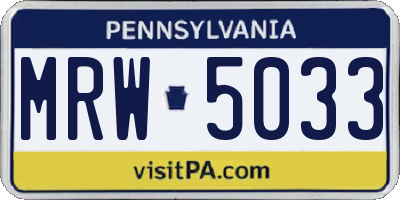 PA license plate MRW5033