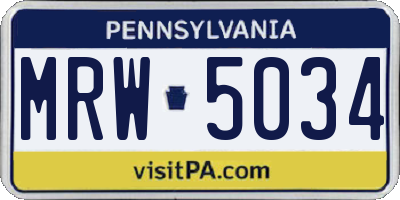PA license plate MRW5034