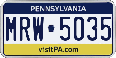 PA license plate MRW5035