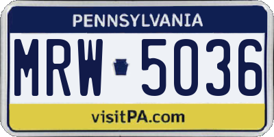 PA license plate MRW5036