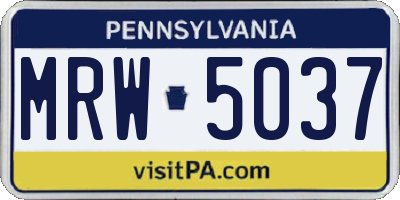 PA license plate MRW5037