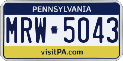 PA license plate MRW5043