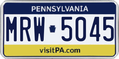 PA license plate MRW5045