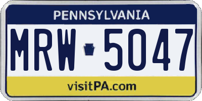 PA license plate MRW5047