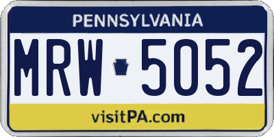 PA license plate MRW5052